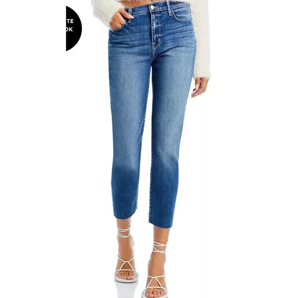 L’Agence high rise slim leg raw hem crop jeans 28